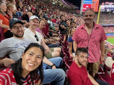 Hagan Lab members at a baseball game